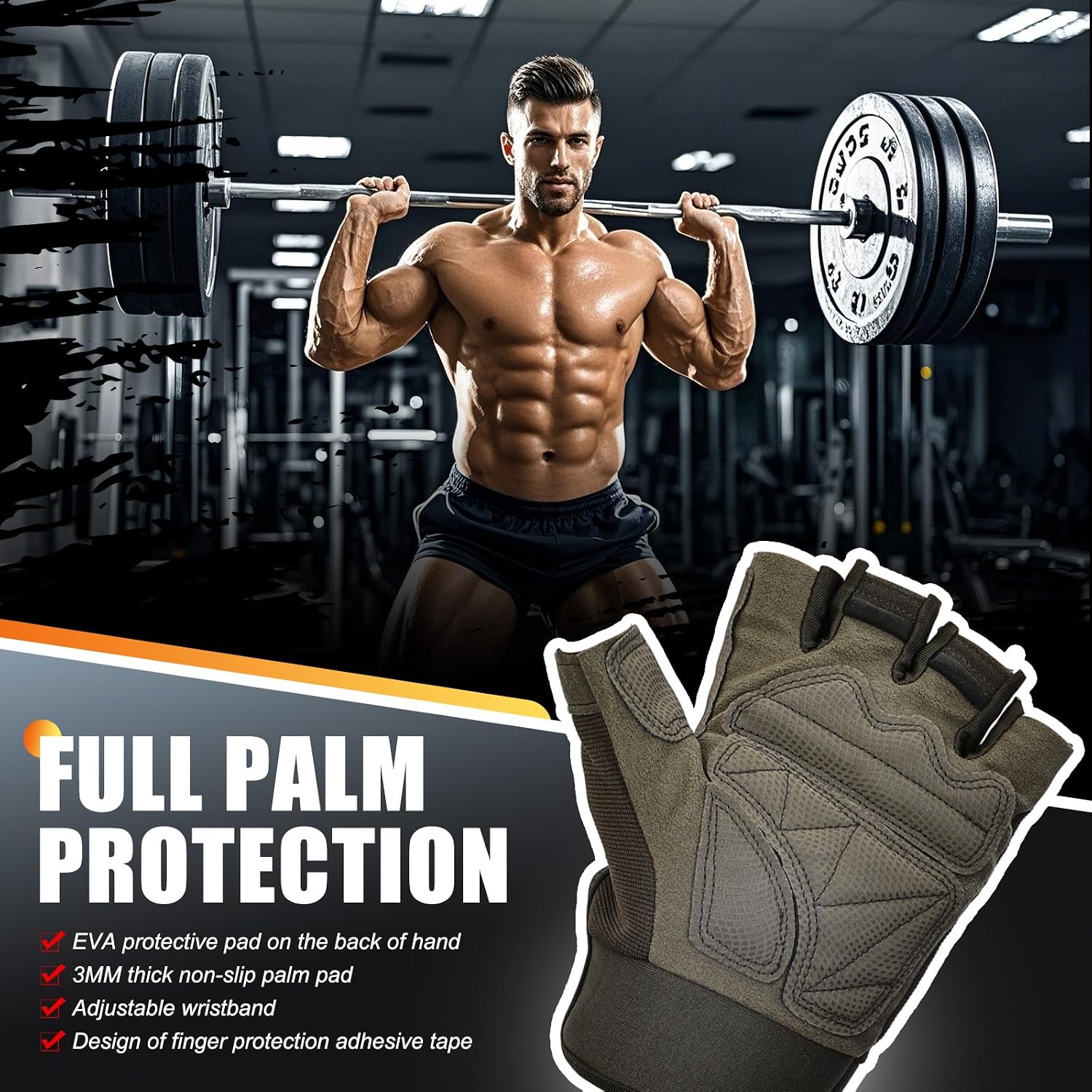 Weight Lifting Gloves, Gym Gloves for Men and Women, Full Palm Protection for Sports, Weightlifting, Training, Cycling, Pull-Ups, Rowing, and Mountaineering