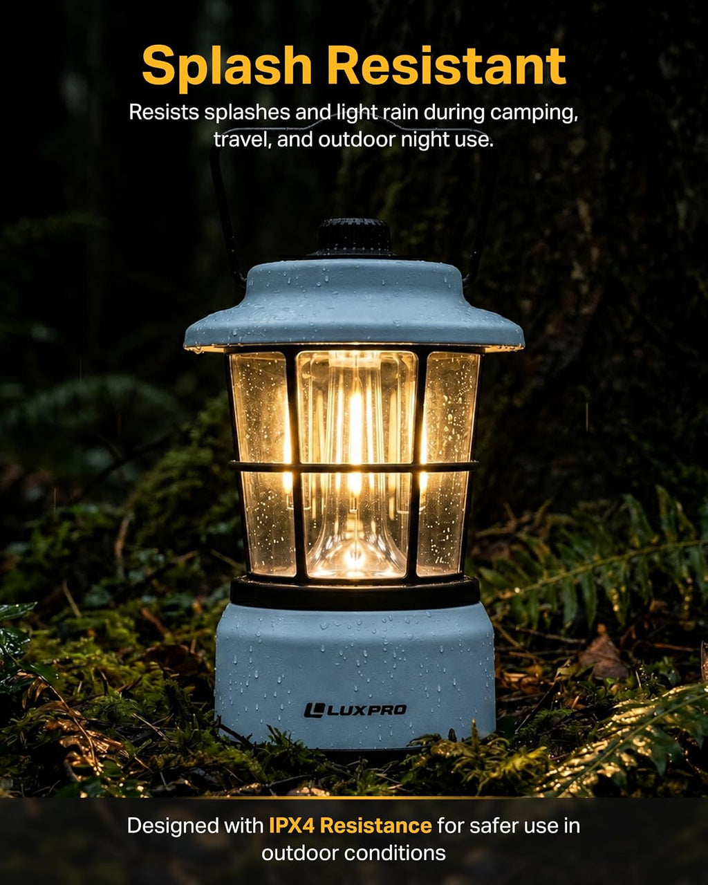 LUXPRO Retro Outdoor Lantern, Battery Lamp Camping Lantern LED Light, Blue