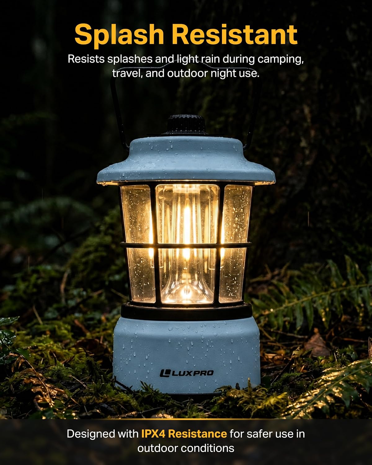 LUXPRO Retro Outdoor Lantern, Battery Lamp Camping Lantern LED Light, Blue