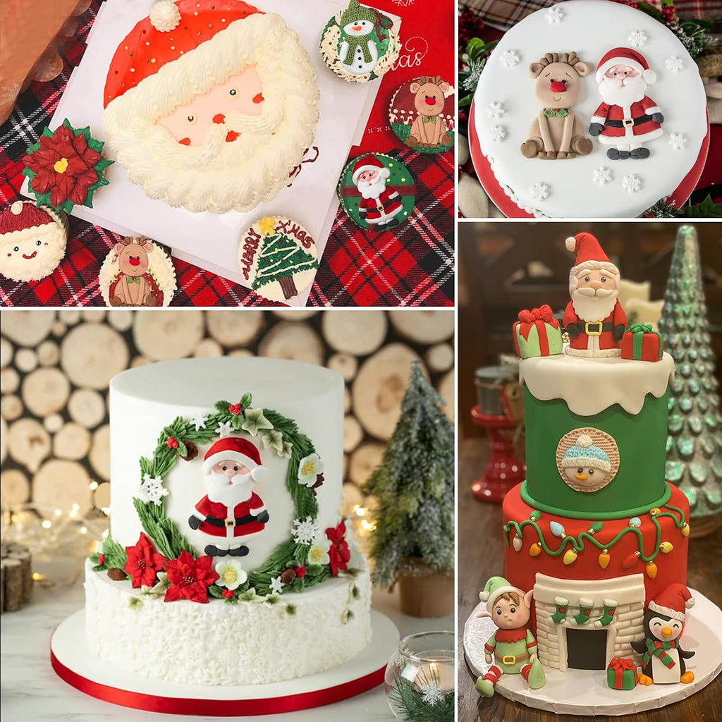 Christmas Fondant Molds for Cake Decorating, Santa Silicone Molds, Reindeer Snowman Candy Chocolate Molds for Handmade Cookies, Mousse, Jelly, Clay, Resin, Soap, Candles, Sugarcraft