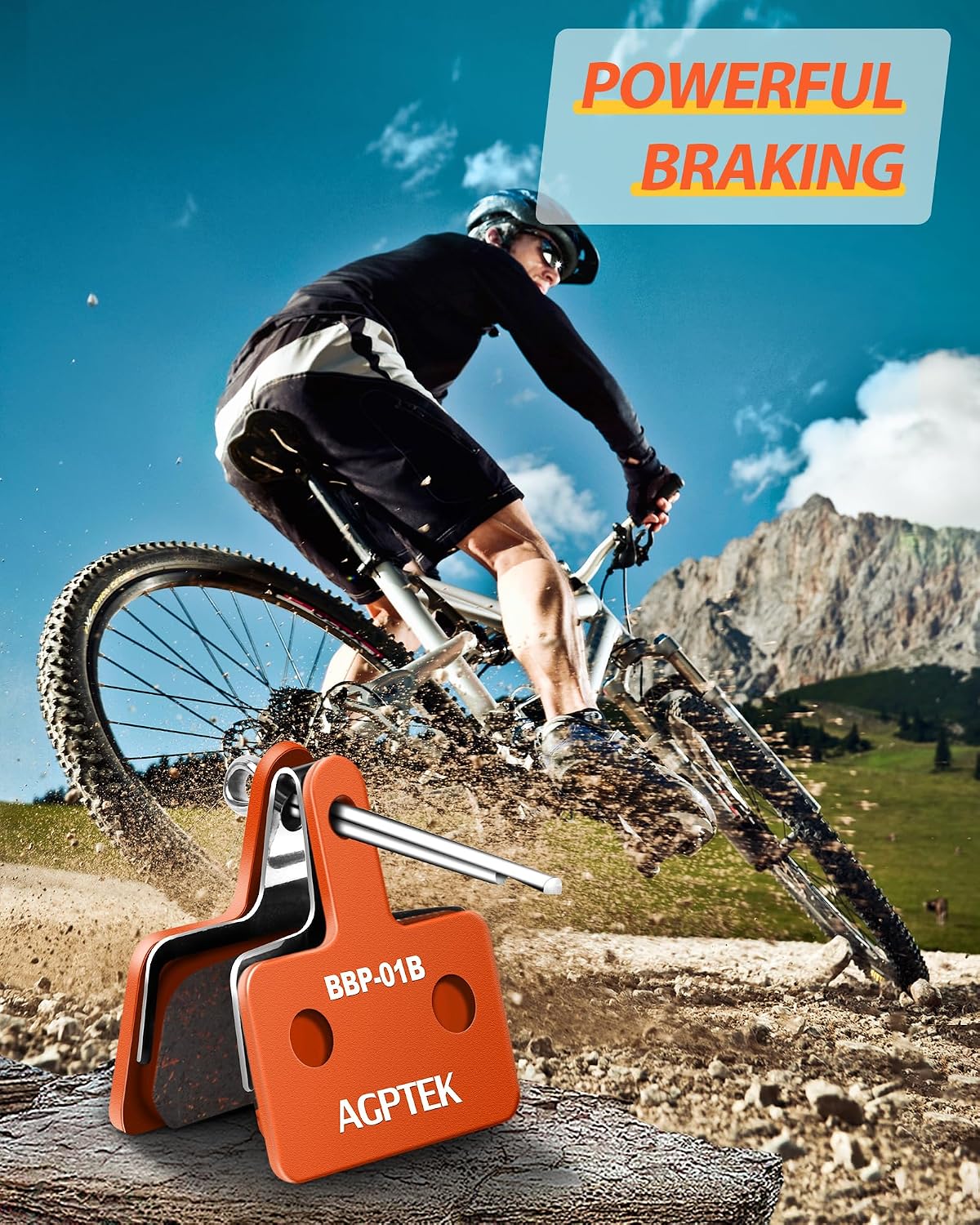 AGPTEK Bike Brake Pads, Compatible with TRP Tektro Shimano MTB,Semi-Metal