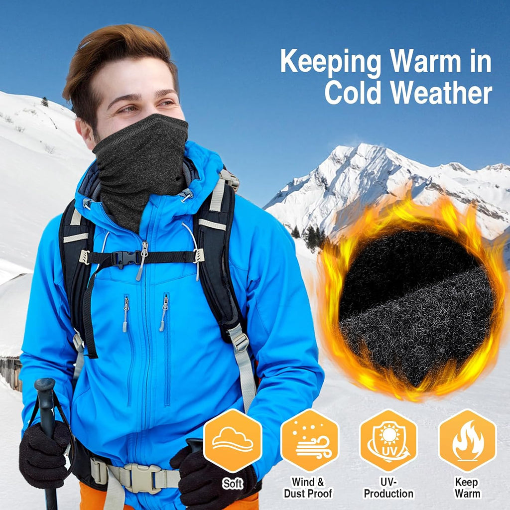 LUOLIIL VOE 2 Pack Winter Neck Gaiter Warmer for Men&Women,Windproof Face Cover Fleece Face Mask Scarf for Cold Weather Sport
