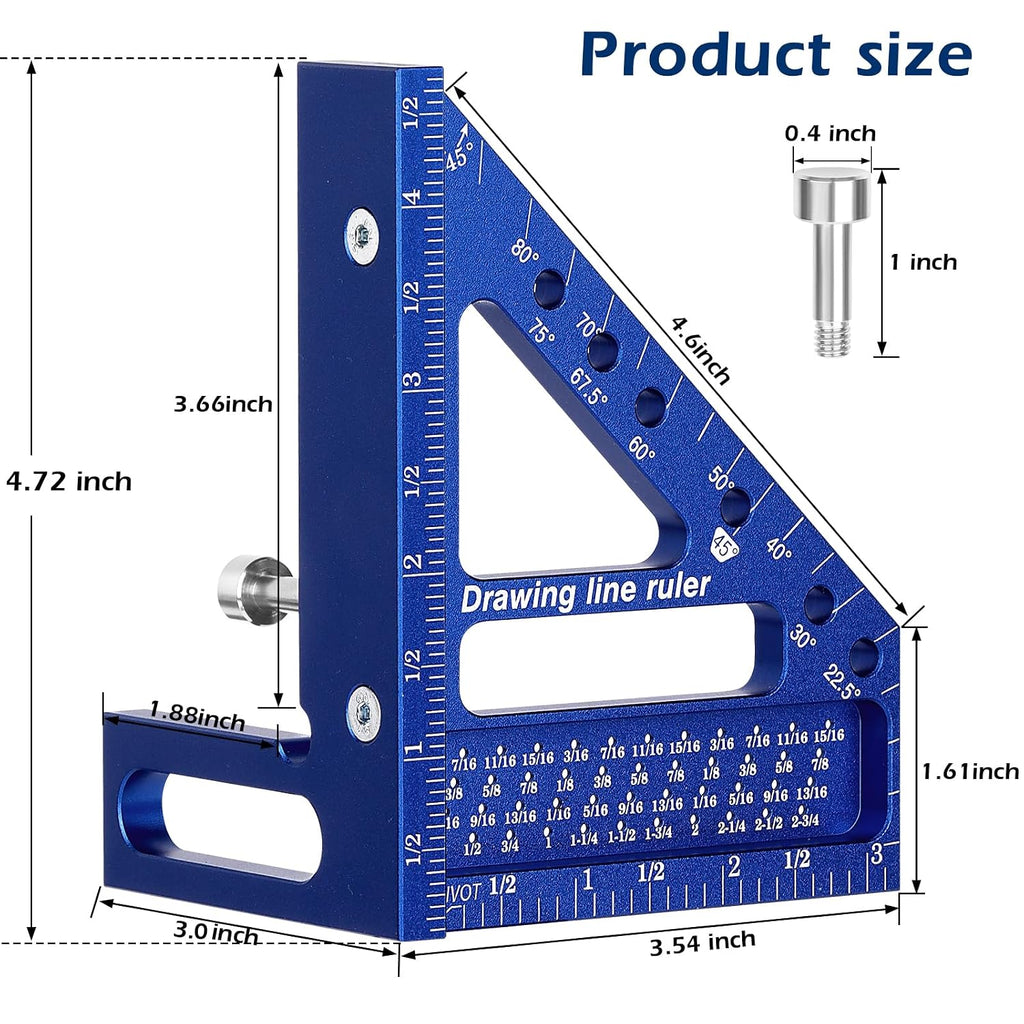 3D Multi-Angle Measuring Ruler -Precision Woodworking 3D Square Protractor
