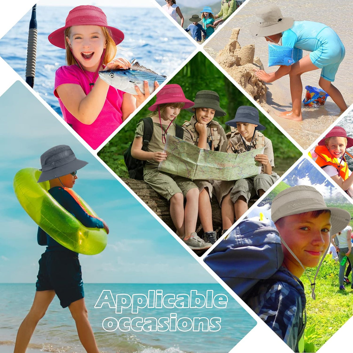 Century Star Outdoor Kids Sun Hat UPF 50+ Quick Dry Adjustable Bucket Hat Windproof Waterproof Beach Fishing Safari Hat