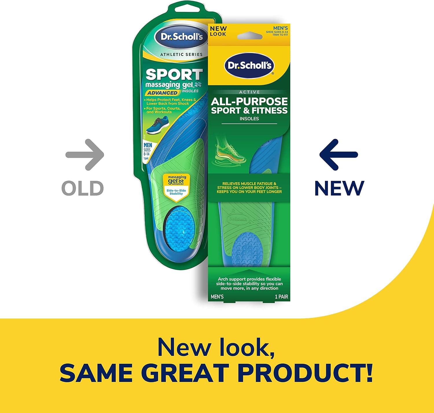 Dr. Scholl’s Sport Insoles, Superior Shock Absorption and Arch Support to Reduce Muscle Fatigue and Stress on Lower Body Joints for Men, Shoe Inserts Men Size 8-14