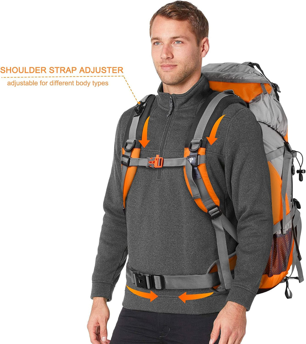 Loowoko 50L Hiking Backpack with Rain Cover for Both Men & Women | Lightweight at Just 2.8 lbs, External Extension with Compression Straps for Backpacking, Hiking, Camping, Trekking