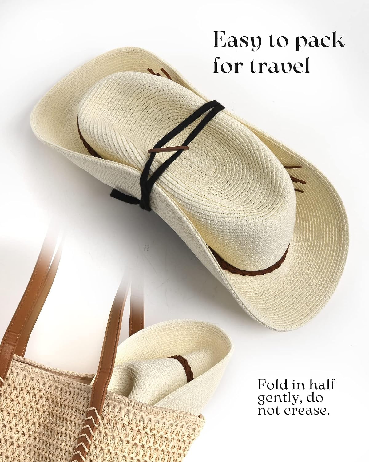 FURTALK Womens Wide Brim Sun Hat Beach Panama Fedora Straw Summer