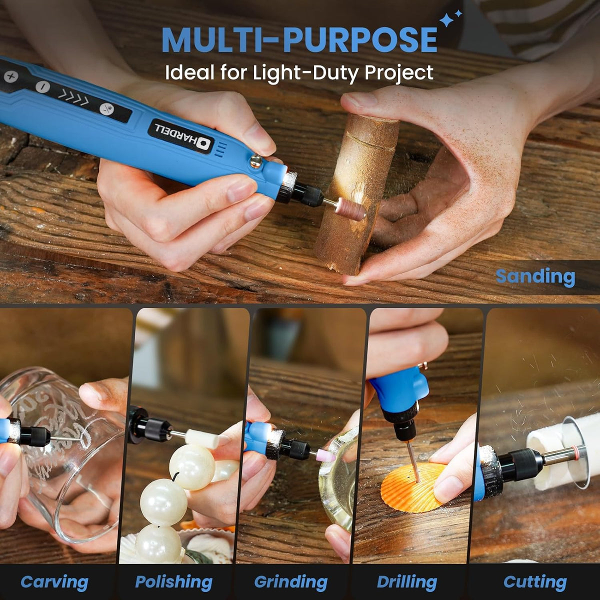 HARDELL Cordless Rotary Tool Kit Mini Rotary Tool with 69 Accessories