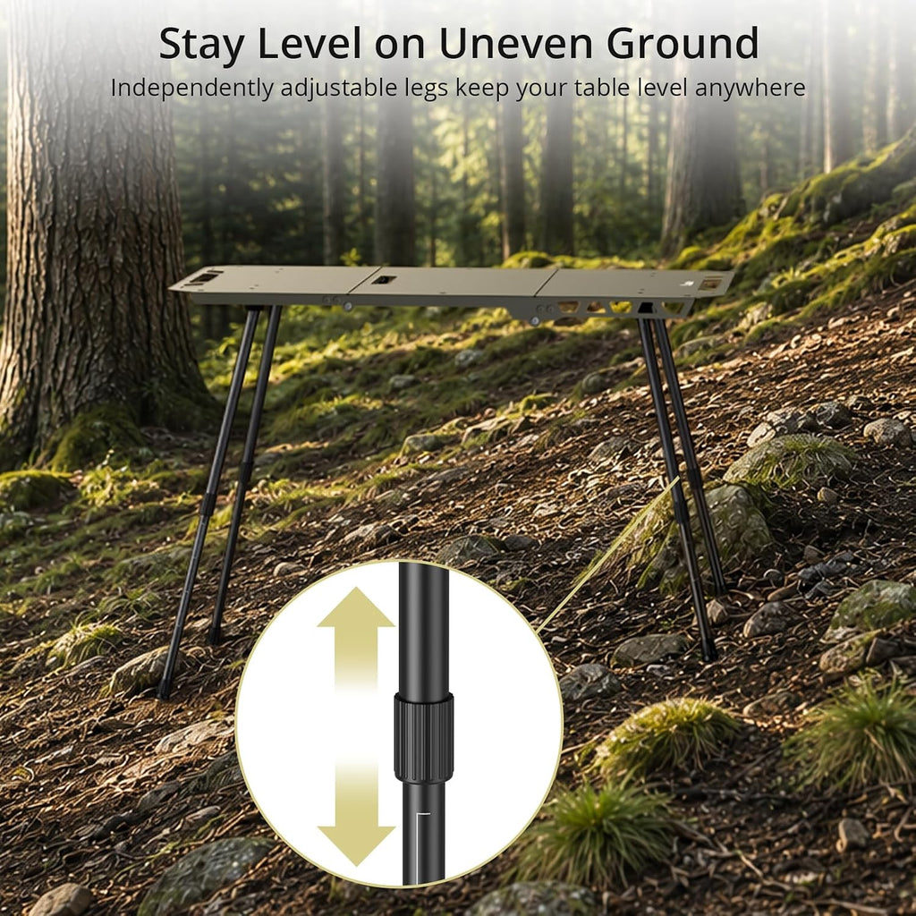 Anbte Tactical Folding Camping Table, 14-23.2 in Adjustable Legs, Aluminum