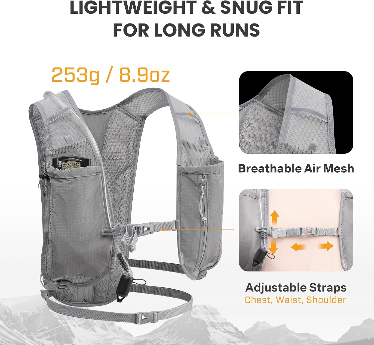 EVERFUN Hydration Backpack Running Vest Small Hiking Water Backpack with 1.5L Water Bladder, Lightweight Reflective Phone Holder Hydro Pack for Trail Running, Biking, Race, Marathons