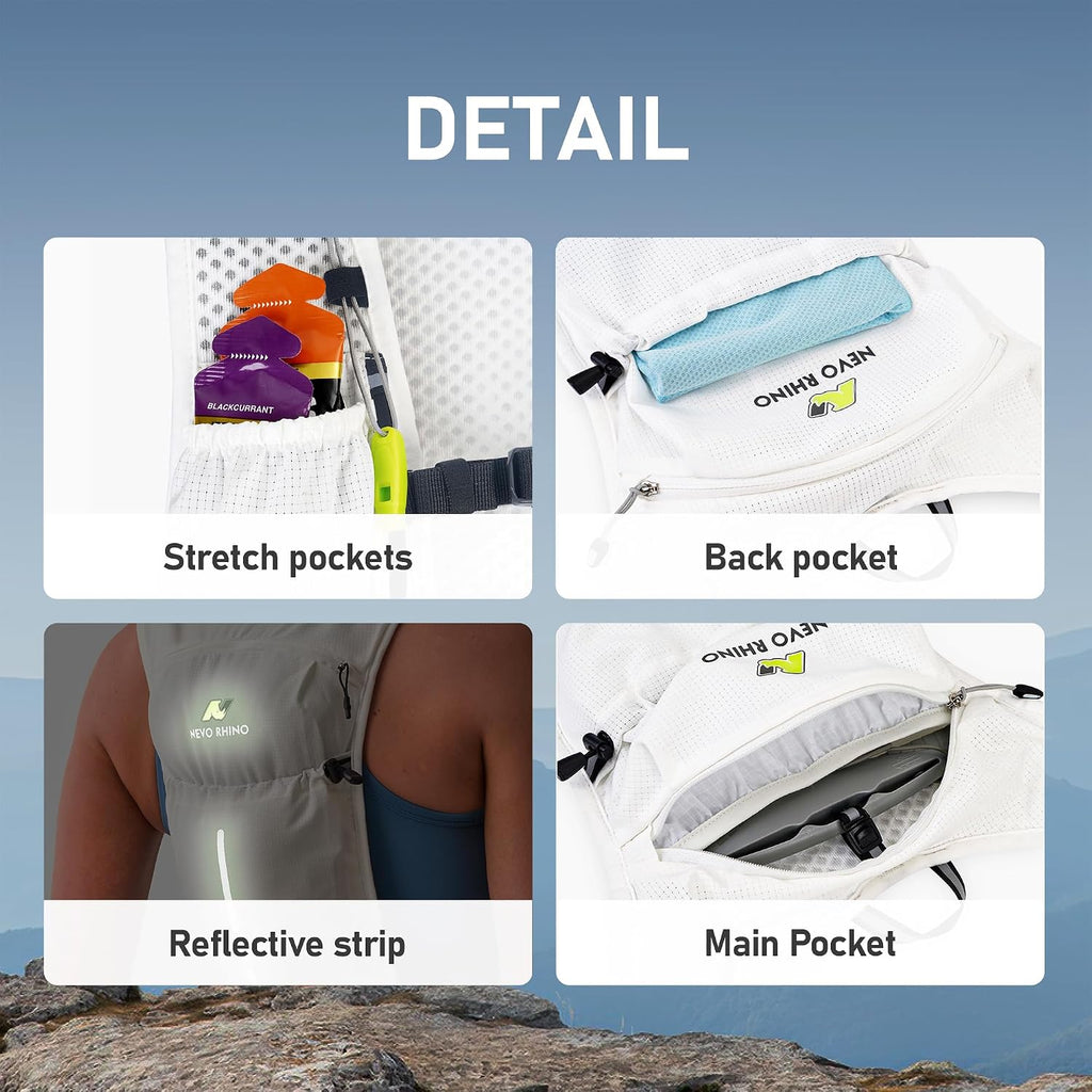 N NEVO RHINO Running Vest with 1.5L Water Bladder, Hydration Vest Pack