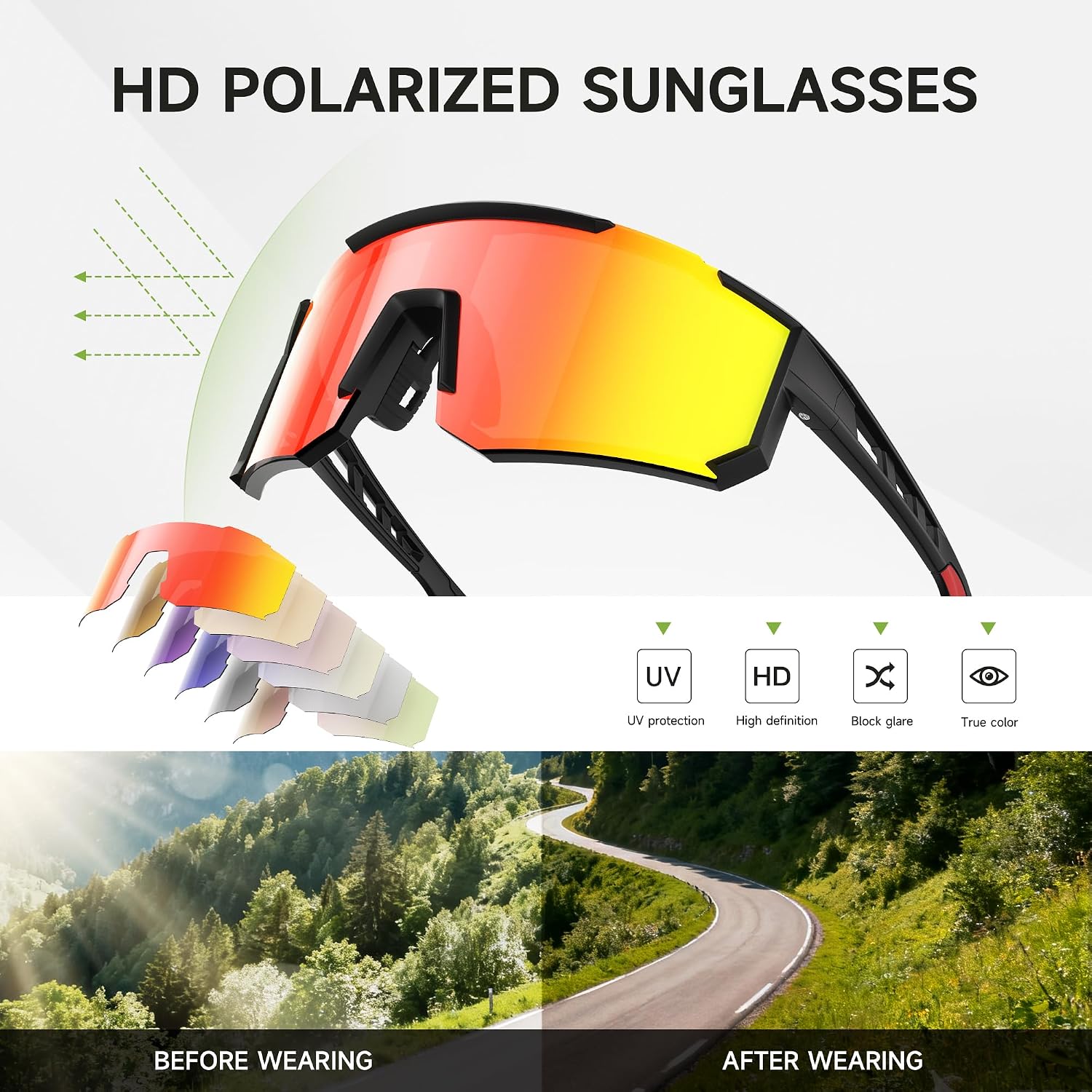 Polarized Sports Sunglasses Men Women for Running Baseball Cycling
