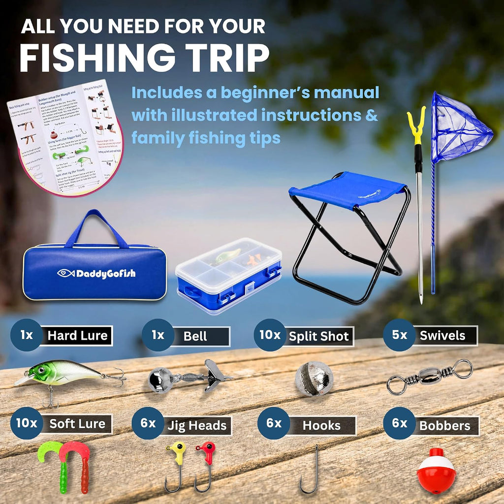 Kids Fishing Pole for Boys, Girls & Youth Age, Toddler Fishing Pole Set Kit
