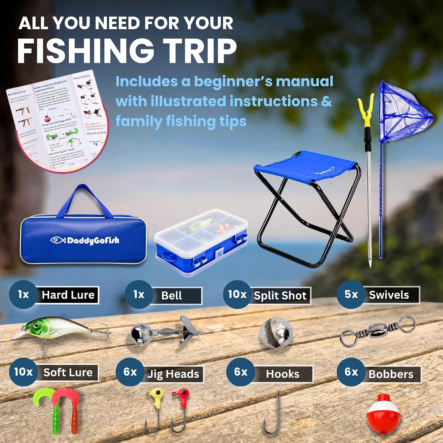 Kids Fishing Pole for Boys, Girls & Youth Age, Toddler Fishing Pole Set Kit