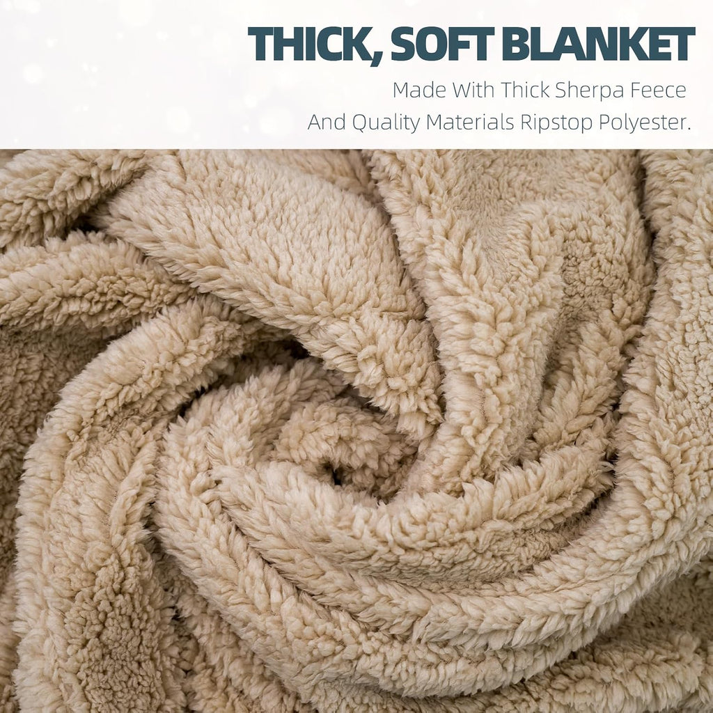 Large Camping Blanket with Sherpa Lining 78"x 56"