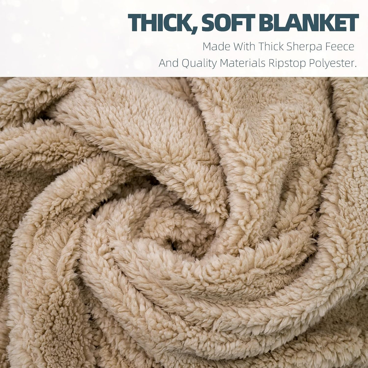 Large Camping Blanket with Sherpa Lining 78"x 56"