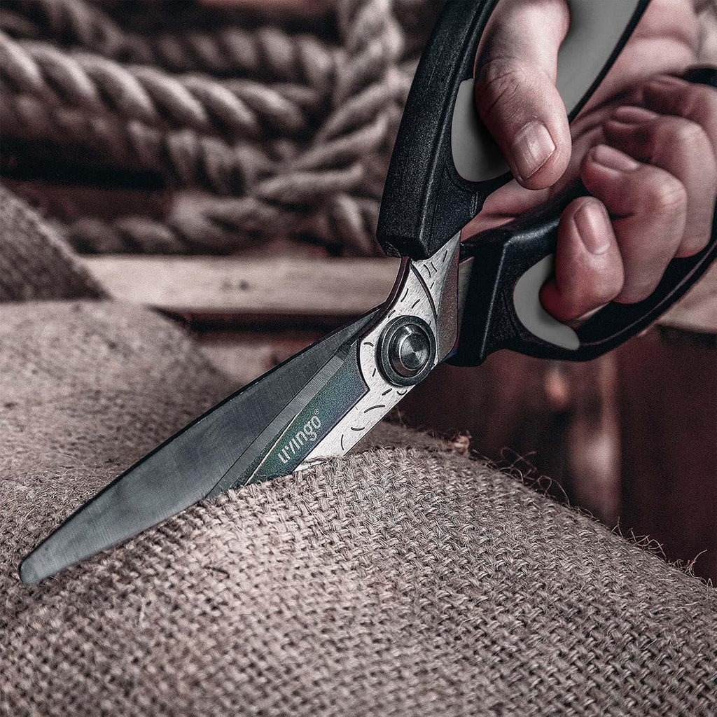 LIVINGO 10" Heavy Duty Multipurpose Shears for Shop & Garden (Black/Grey)