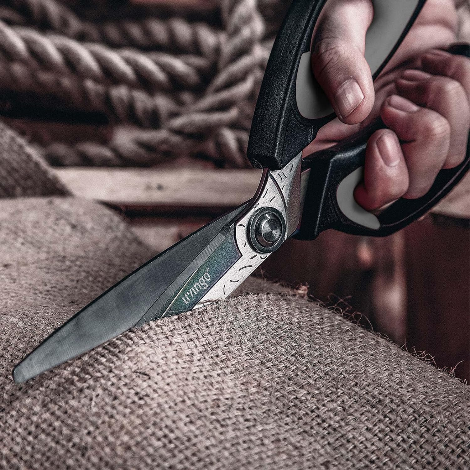 LIVINGO 10" Heavy Duty Multipurpose Shears for Shop & Garden (Black/Grey)