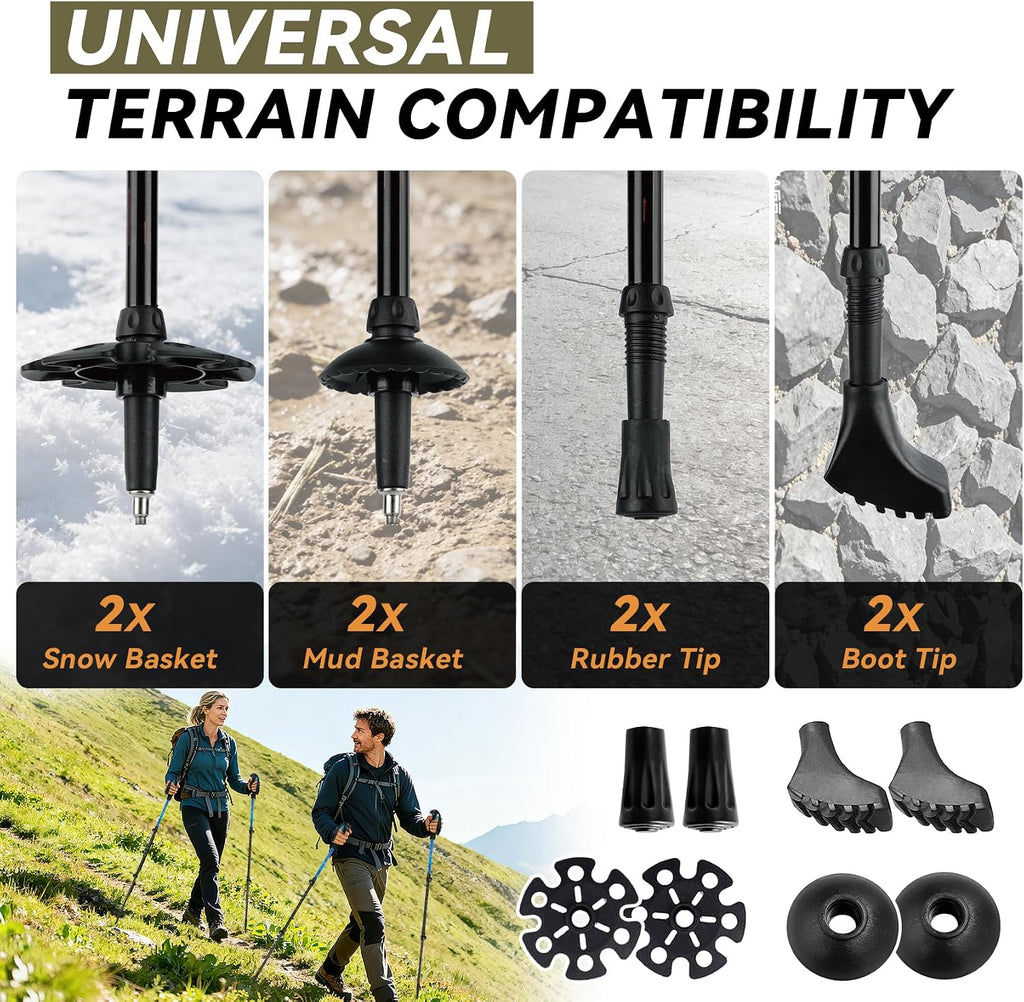 Telescopic Trekking Poles for Hiking, Lightweight Walking Sticks