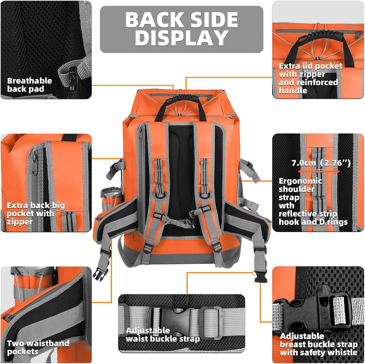 MORXPLOR Waterproof Backpack,Heavy Duty Hiking Backpack,35L/55L Roll Top Closure with Lid,Cushioned Floating Dry Bag Waterproof