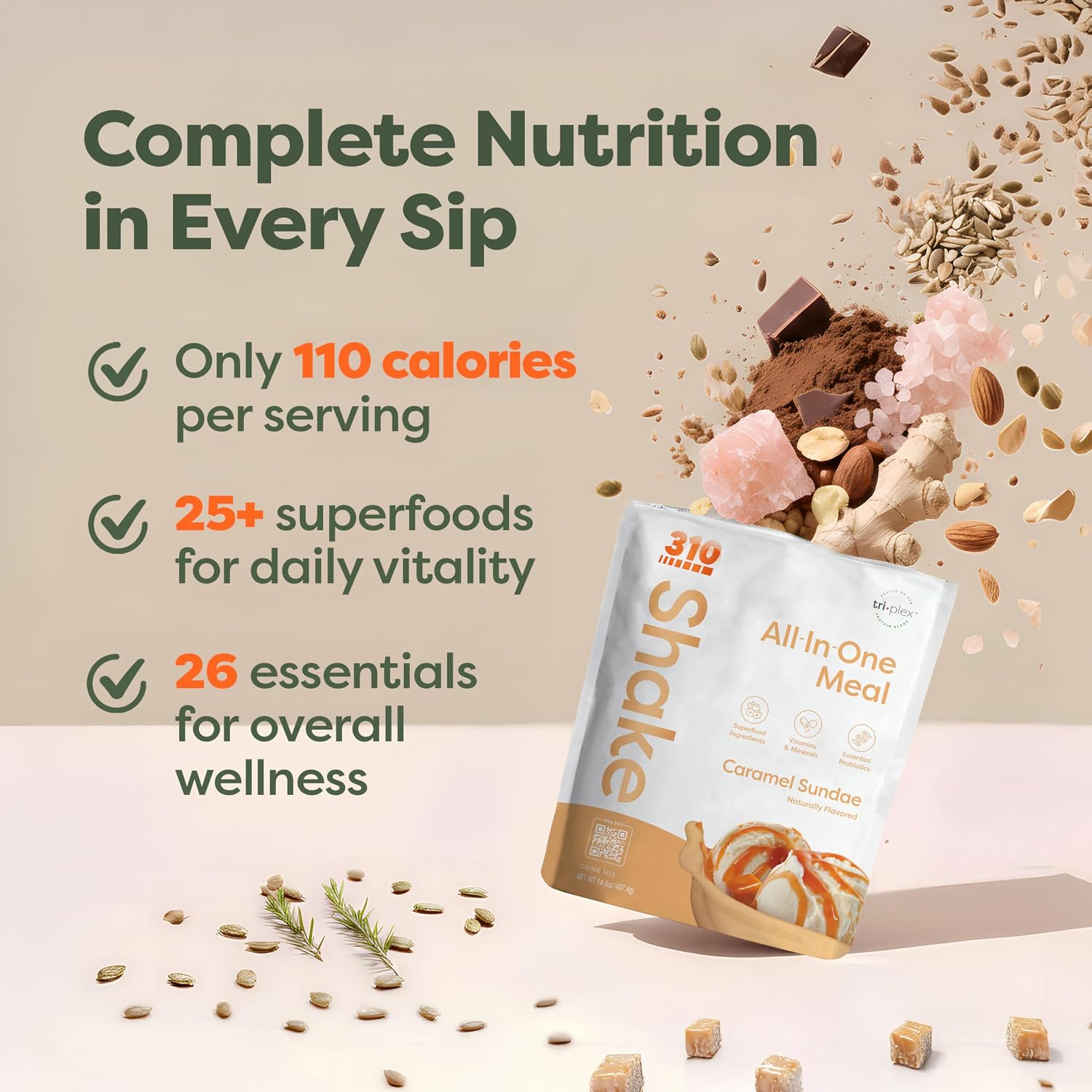 310 Nutrition All-In-One Meal Replacement Shake Powder - Caramel Sundae