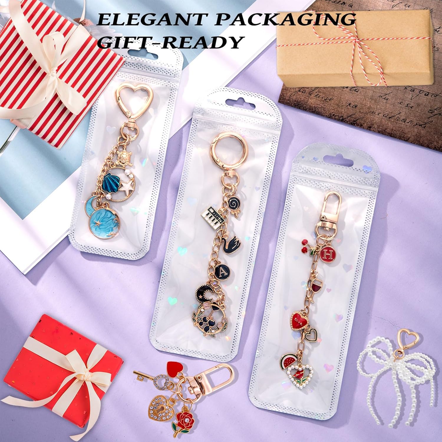 Wurosi 544Pcs Bag Charm Kit, Charms Lip Gloss Keychain Making Kit