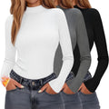 Evervibe 3 Pack Women's Ribbed Mock Neck Thermal Tops