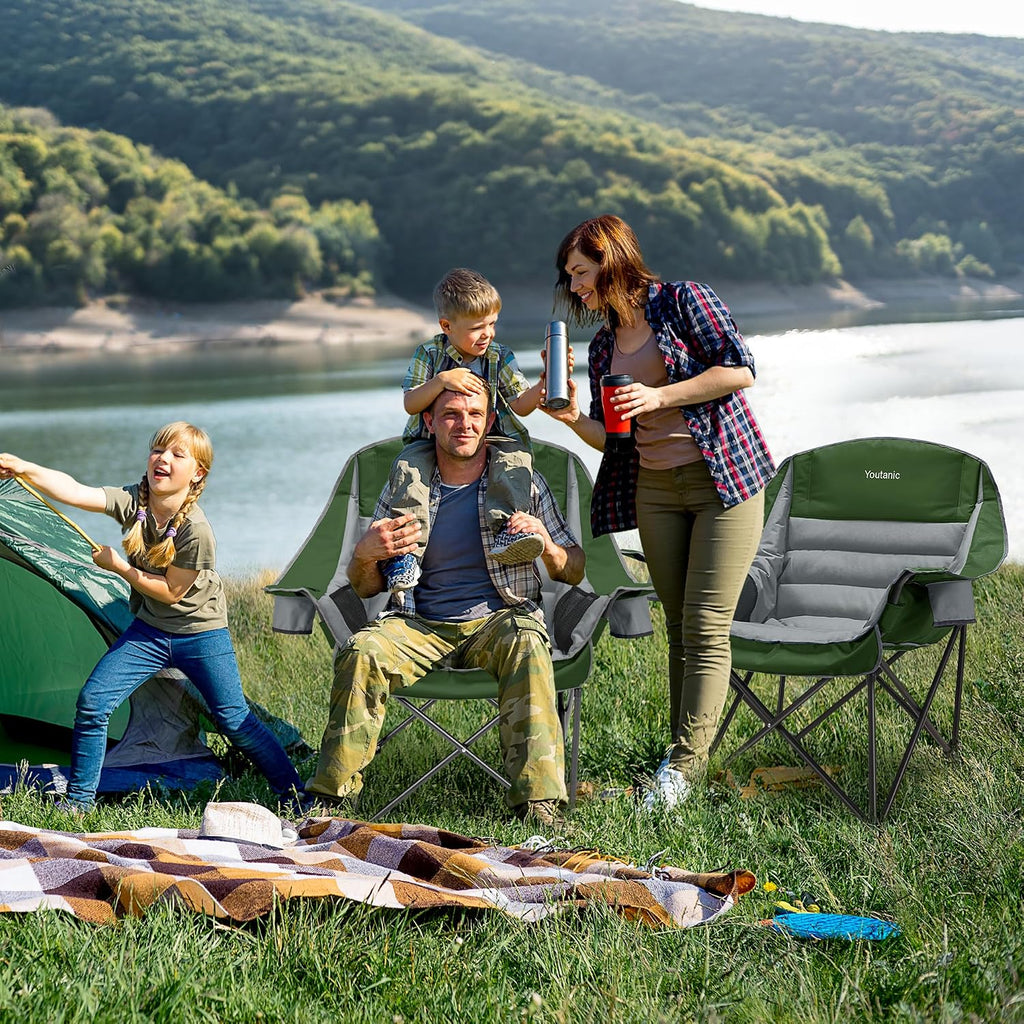 Youtanic Oversized Padded Camping Chair, Portable Folding Camping Chairs