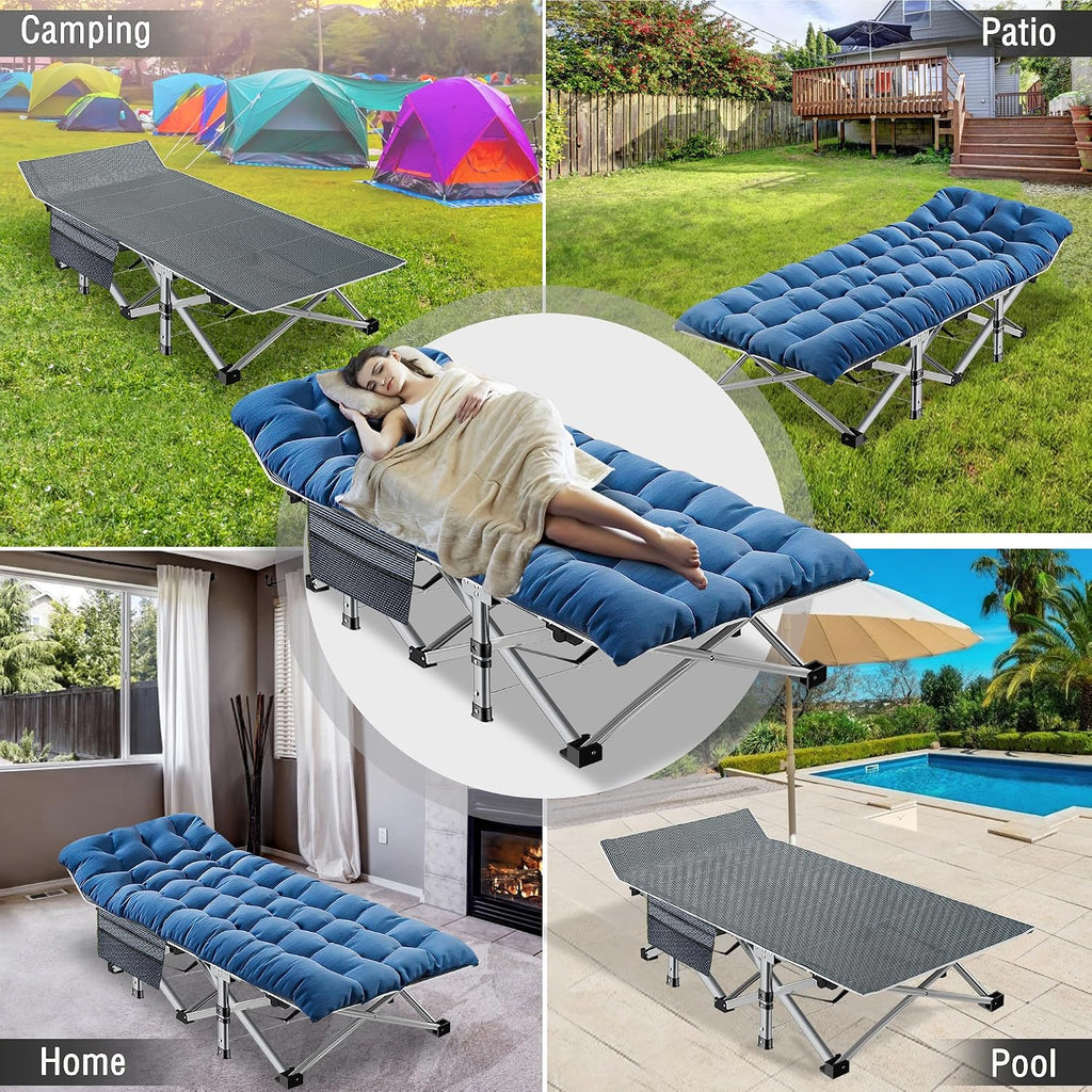 ABORON Camping Cots for Adult, 28" Extra Wide Outdoor Sleeping Bed Cot