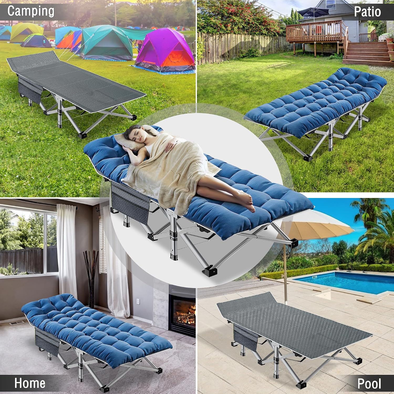 ABORON Camping Cots for Adult, 28" Extra Wide Outdoor Sleeping Bed Cot