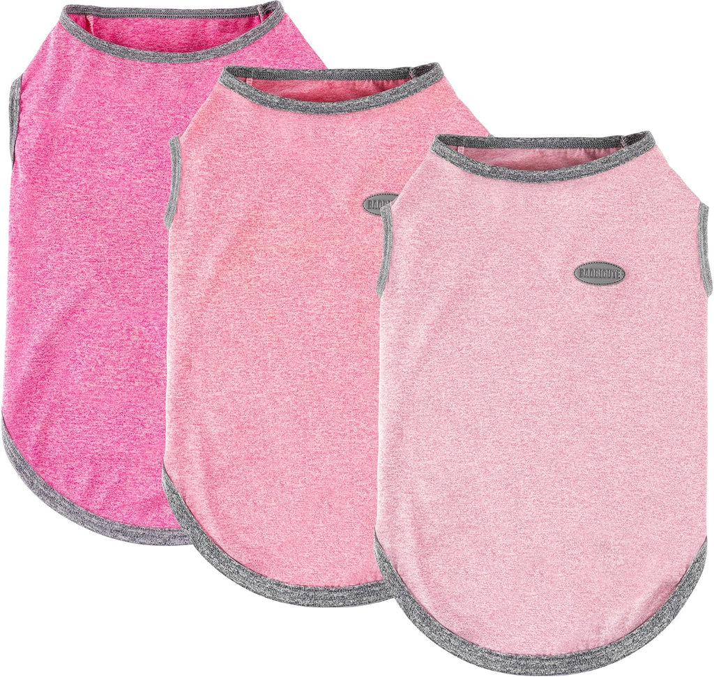 3 Pack Lightweight Sun Protection Dog Shirt Breathable Sleeveless Dog T Shirts Extra Soft Top Tank Dog Clothes for Outdoor Activities (Light Pink + Rose Pink + Peach Pink, XX-Small)