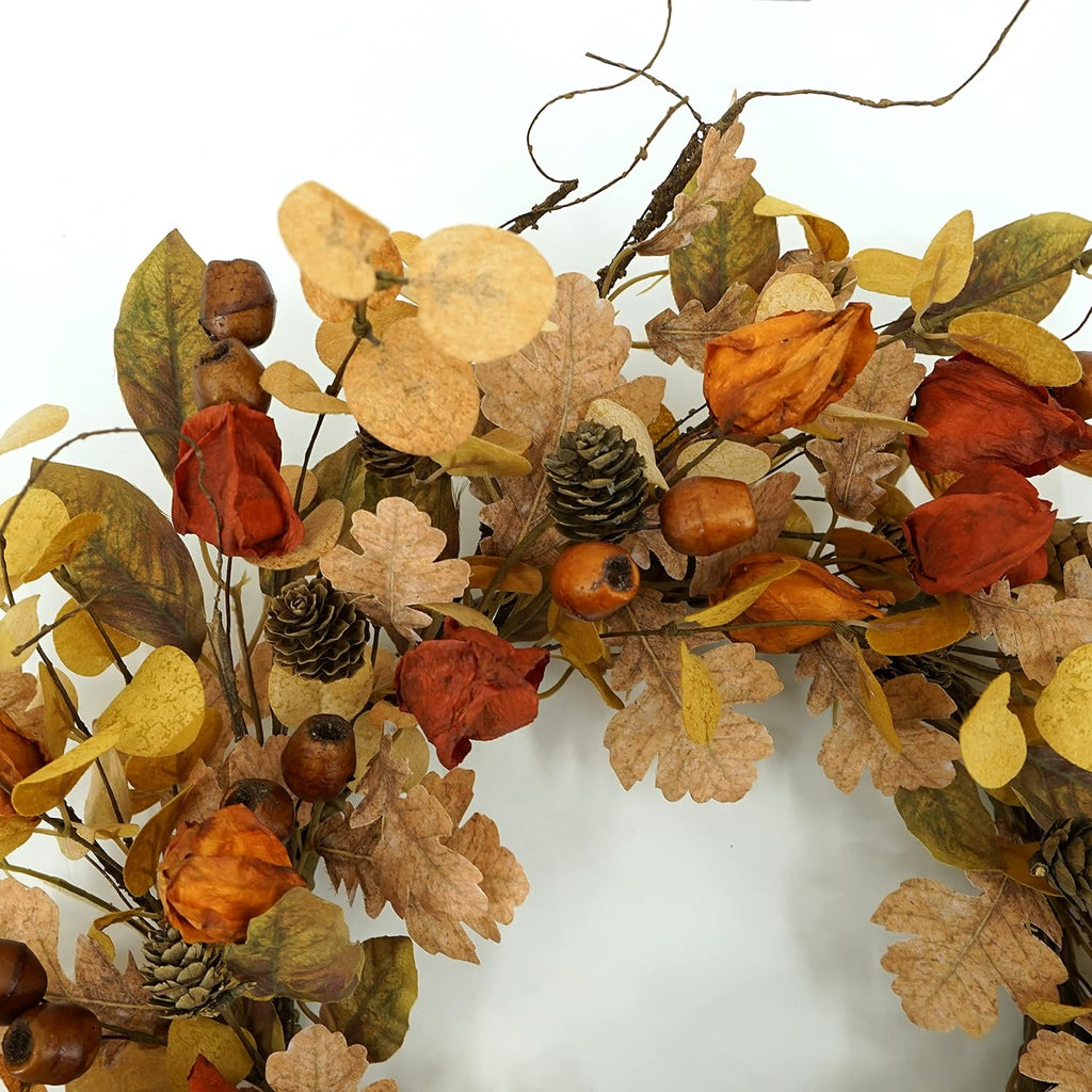 AMF0RESJ Artificial Fall Wreath for Front Door Autumn Wreath for Home Decor