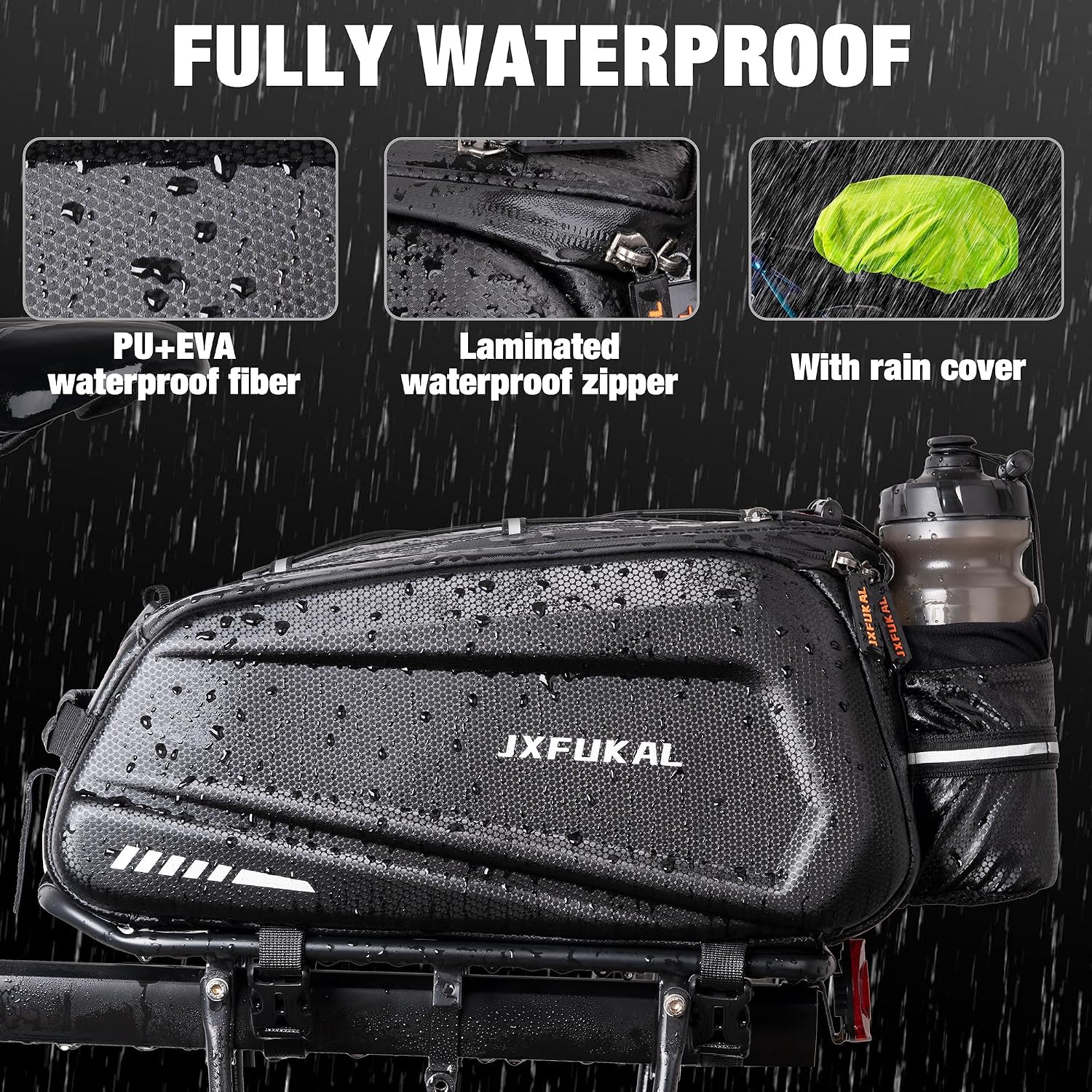 JXFUKAL Bike Bags for Bicycle Rear Rack - 9.5L/17L/40L Hard Shell Ebike Bag
