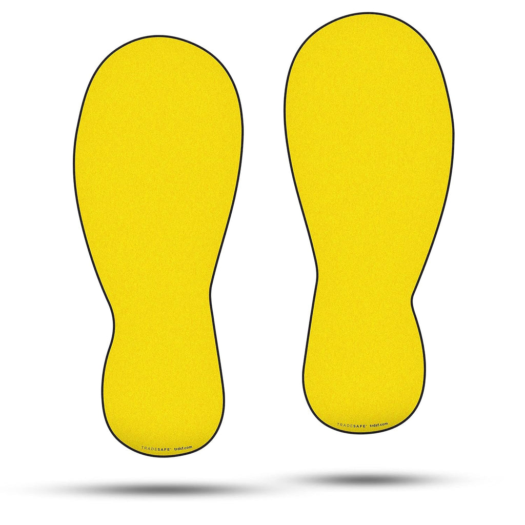 TRADESAFE Footprint Cutouts Anti-Slip Floor Stickers - 10 Pairs Foot Placement Stickers, Peel and Stick Adhesive Vinyl Foot Print Decals, ANSI-Compliant, 10 Inches Size
