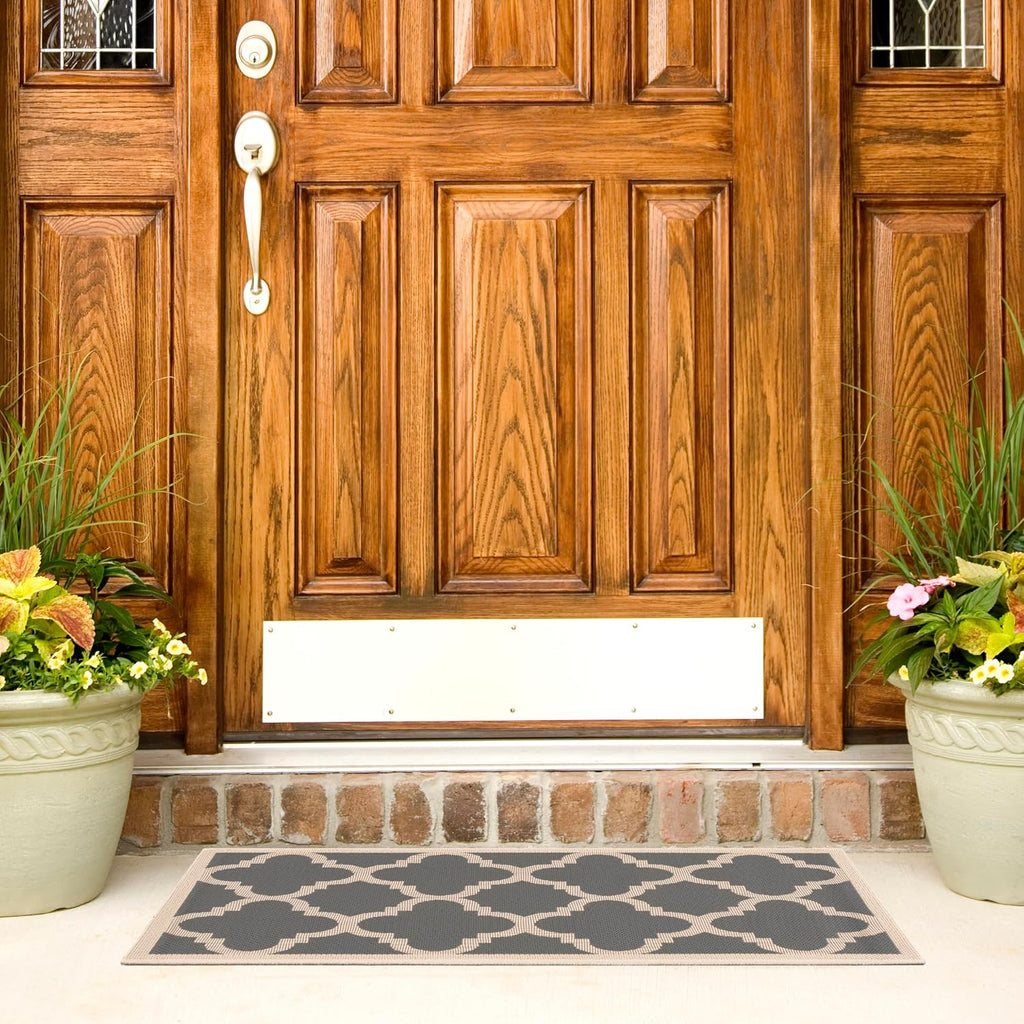 SAFAVIEH Washable Rug Outdoor Courtyard Collection - 2' x 3'7", Grey & Beige, Non-Shedding & Easy Cleaning, Ideal for Patio, Front Door, Entryway, Doormat (CY6243-246)