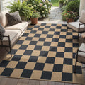 Lahome Checkered Easy Jute 5x7 Outdoor Patio Rug, Area Rugs Washable Black