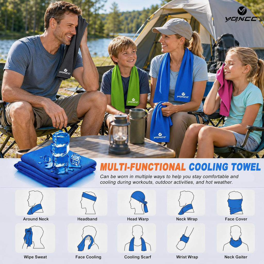 YQXCC 4 Pack Cooling Towels (47"x12"), Ice Cool Towels for Neck & Face