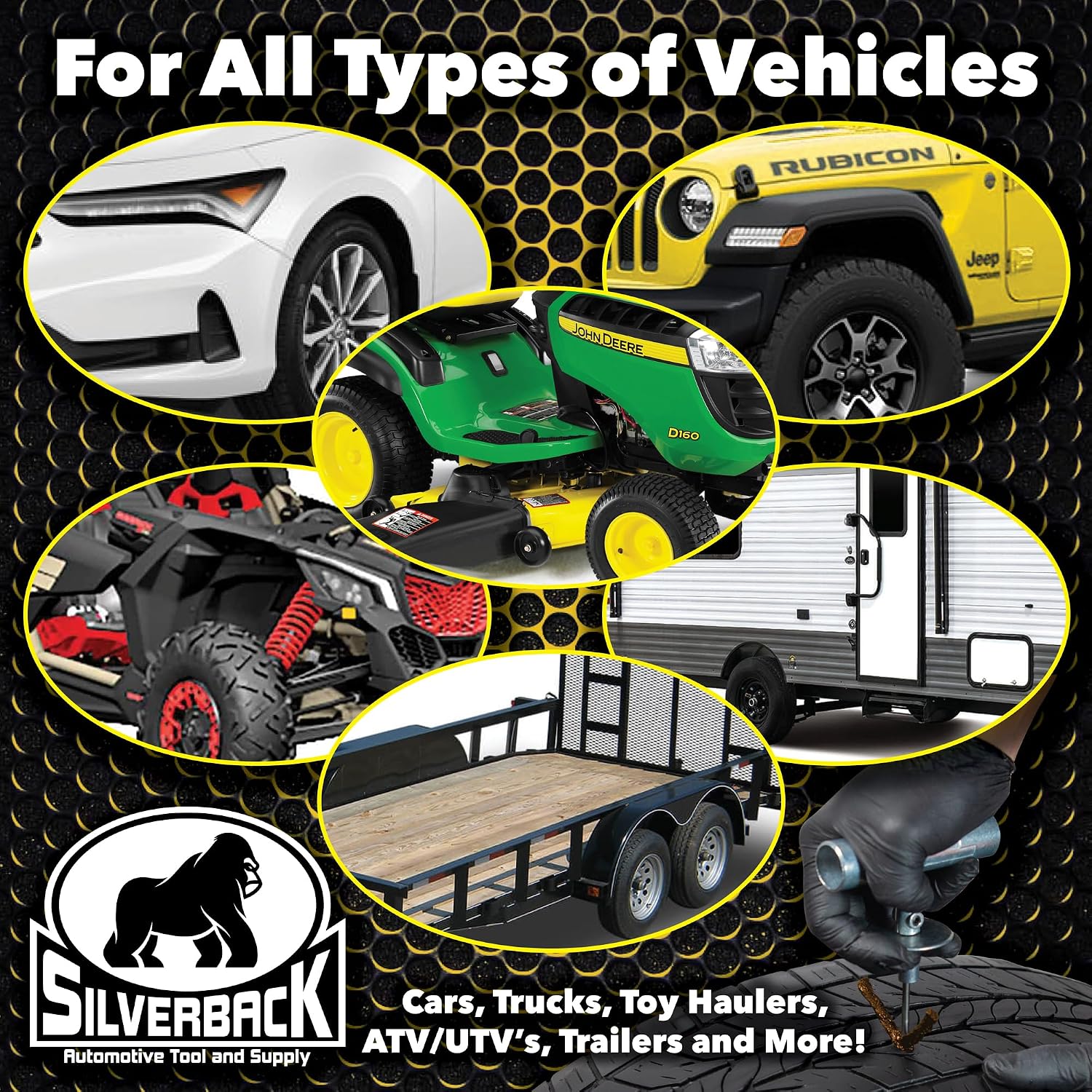 Silverback Tire Plug Repair Kit for Cars Trucks ATVs & Motorcycles