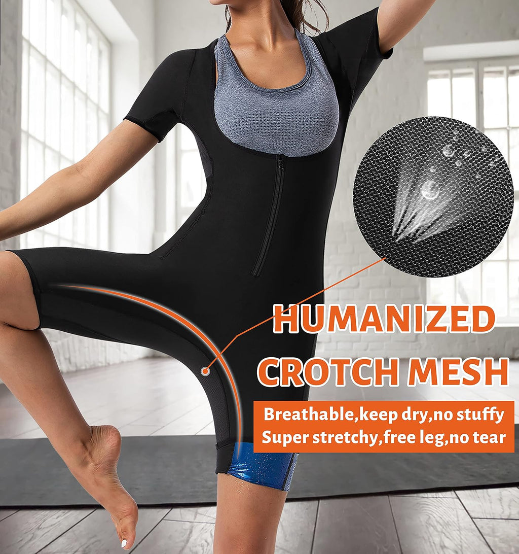 Women Sauna Jumpsuit Sweat Suit Full Body Heat Trapping Workout
