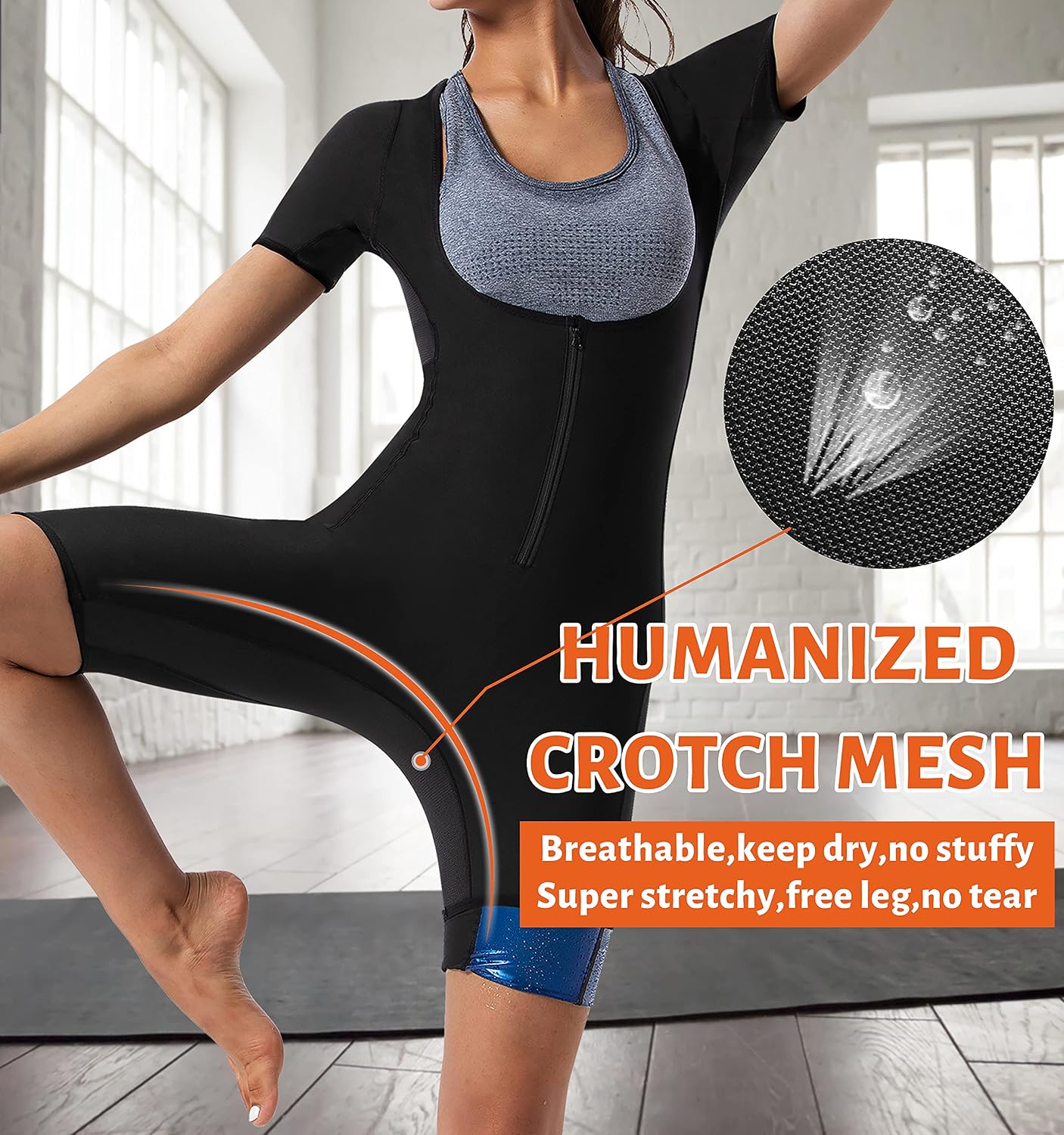 Women Sauna Jumpsuit Sweat Suit Full Body Heat Trapping Workout