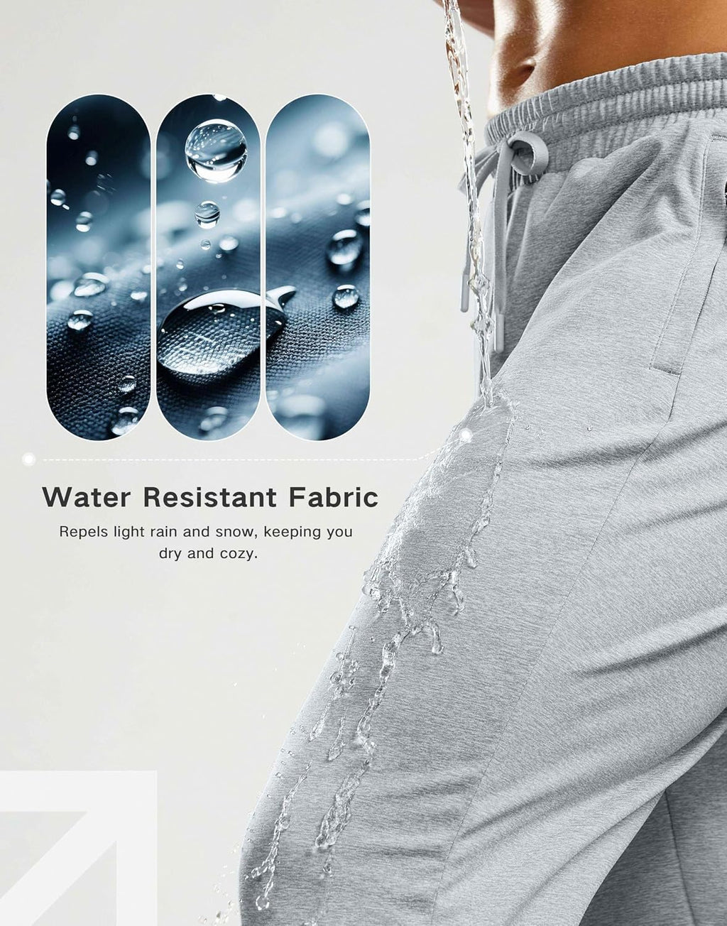G Gradual Men's Fleece Lined Pants with 3 Zipper Pockets Water Resistant Winter Warm Hiking Pants Athletic Sweatpants for Men