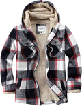 Men's Zip Up Flannel Shirt Jacket Fleece Lined with Hood
