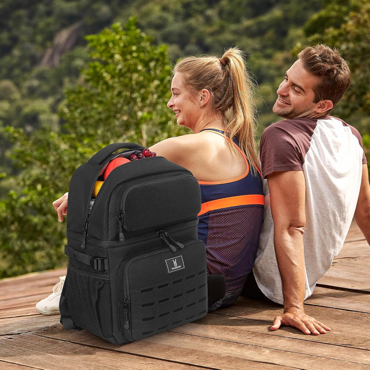 Insulated Double Deck Cooler Backpack, 36 Cans Large Leakproof Cooler Bag