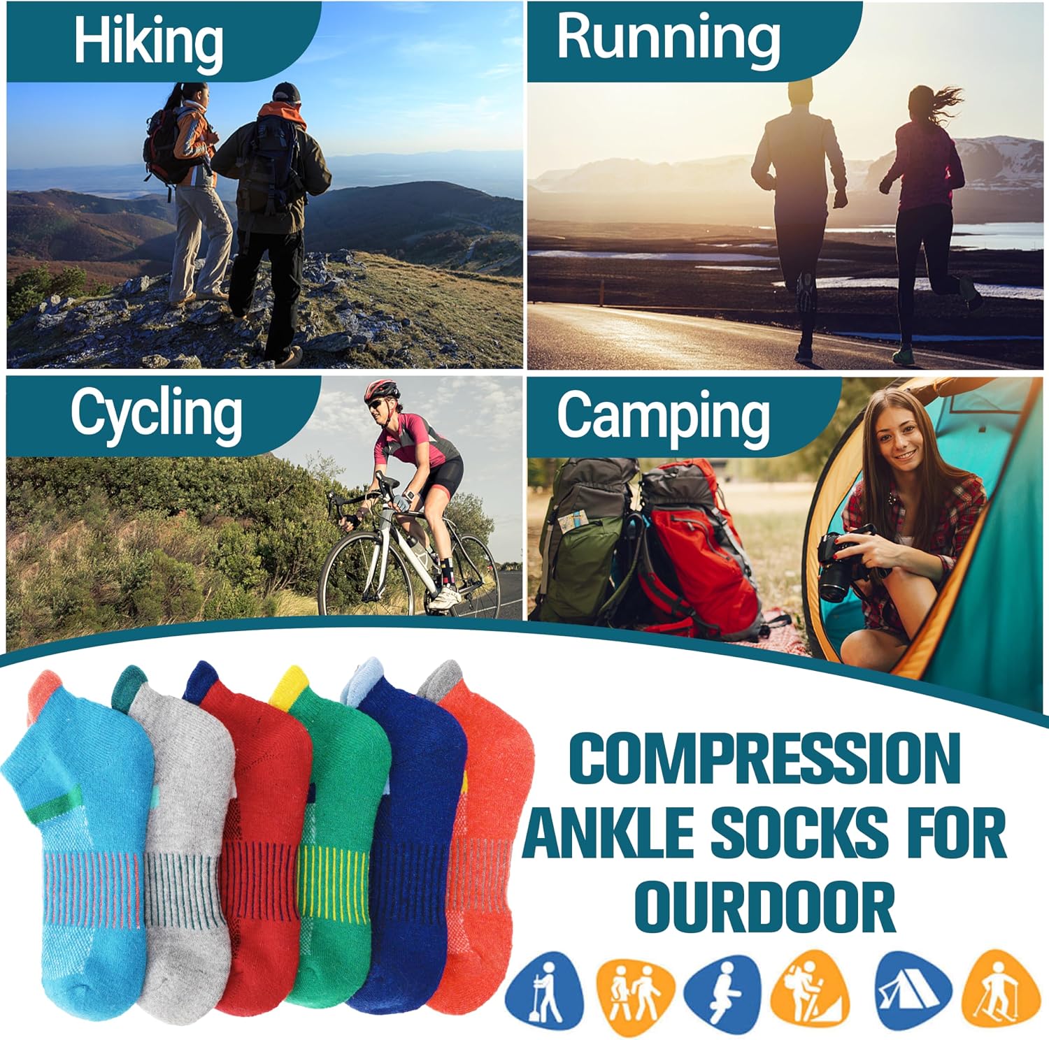 Anlisim Merino Wool Ankle Running Hiking Socks for Women and Men