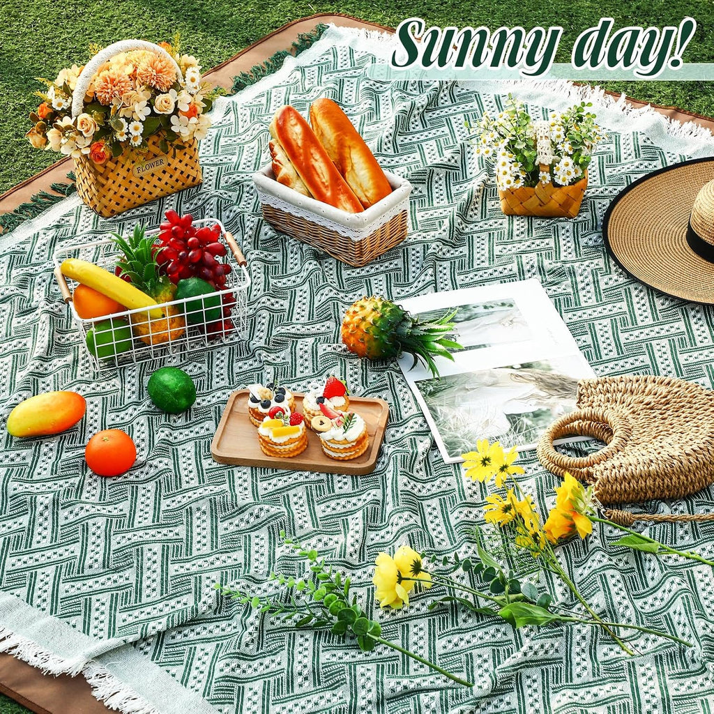 VitalCozy Waterproof Picnic Blankets 71×71 Inch Outdoor Blanket, Green