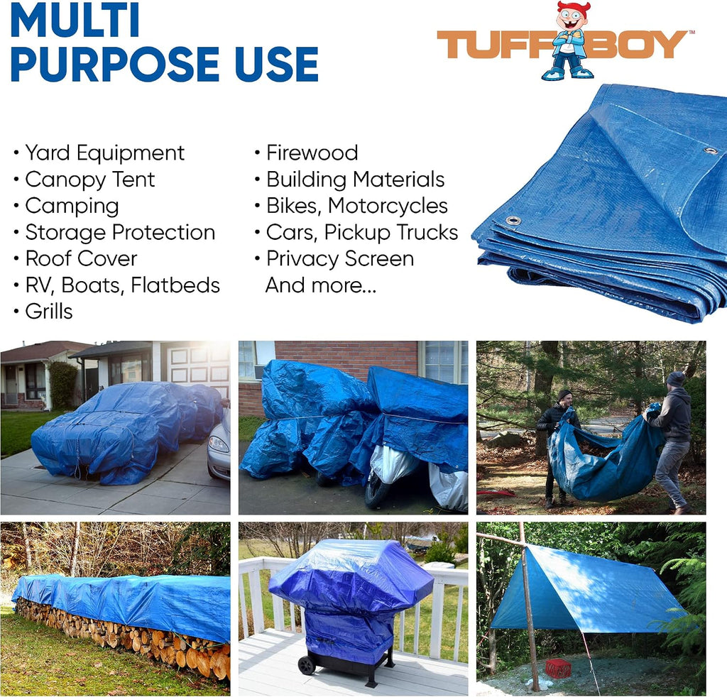 20x30 Waterproof Tarp – 5 MIL Heavy-Duty Poly Tarp Cover – Tear-Resistant, UV Resistant, Weatherproof, Multipurpose Tarpaulin for Camping, Roof, Patio, Pool, Boat, Car, Outdoor Protection