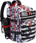LHI Military Tactical Backpack for Men and Women 45L Army 3 Days Assault Pack Bag Large Rucksack with Molle System Black and White with Red