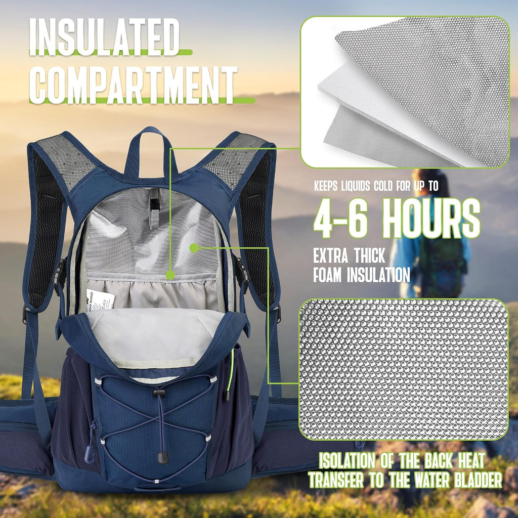 N NEVO RHINO Hydration Backpack, 18L Hiking Backpack with 3L Water Bladder