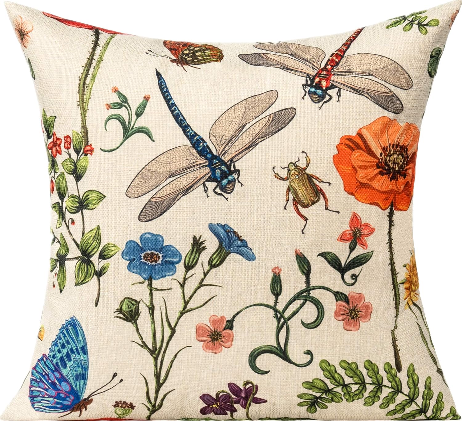All Smiles Outdoor Patio Throw Pillow Covers 18x18 Set of 4 Spring Summer Garden Flowers Farmhouse Décor Outside Furniture Bench Chair Decorative Cushion Cases for Swing Deep Seat Bed Couch Sofa