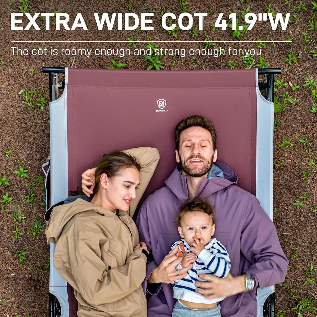 EVER ADVANCED Extra Wide Camping Cot for Adults Oversized XXL Sleeping Cots Folding Cot Bed with Carry Bag, 84.3" L x 41.9" W, Support to 550 lbs